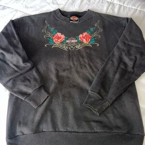 Harley-Davidson Charcoal Top with Rose Motif